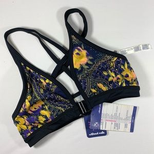 UO Without Walls Floral Ikat Sports Bra Black XS